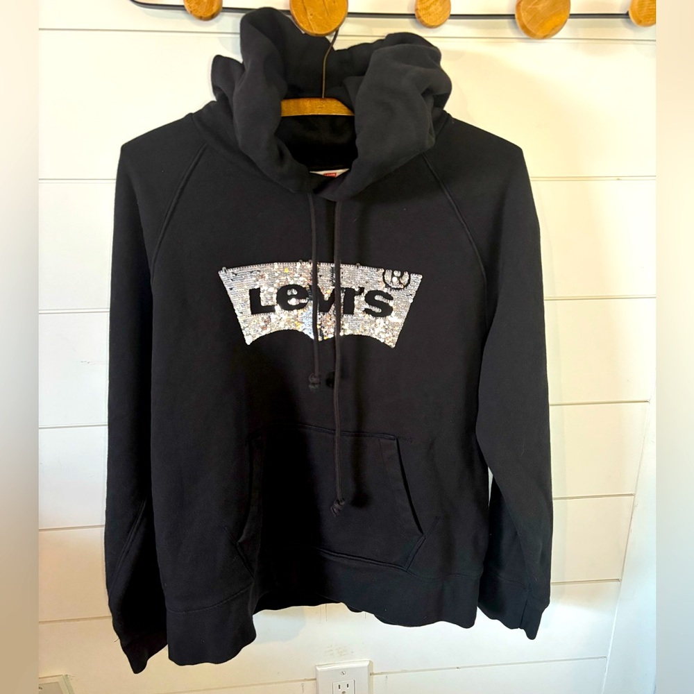 Levi’s sequin hooded sweatshirt black size m
